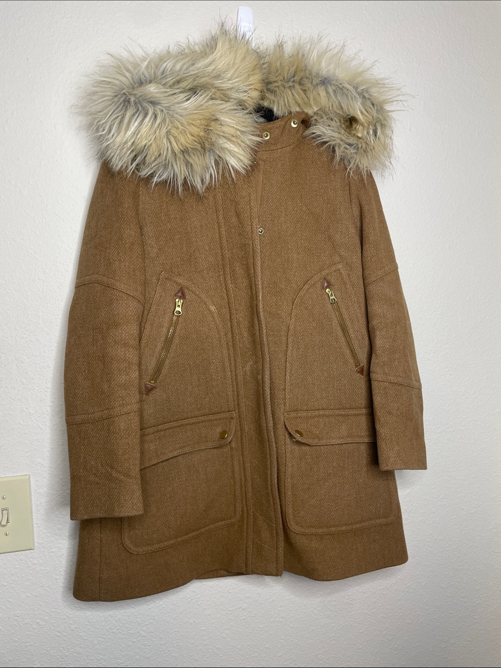 J.Crew | Women’s Chateau Stadium Cloth Parka Wool & Faux Fur Collar Size 2P